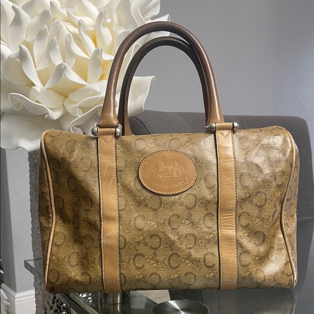 Celine Tan Monogram Satchel